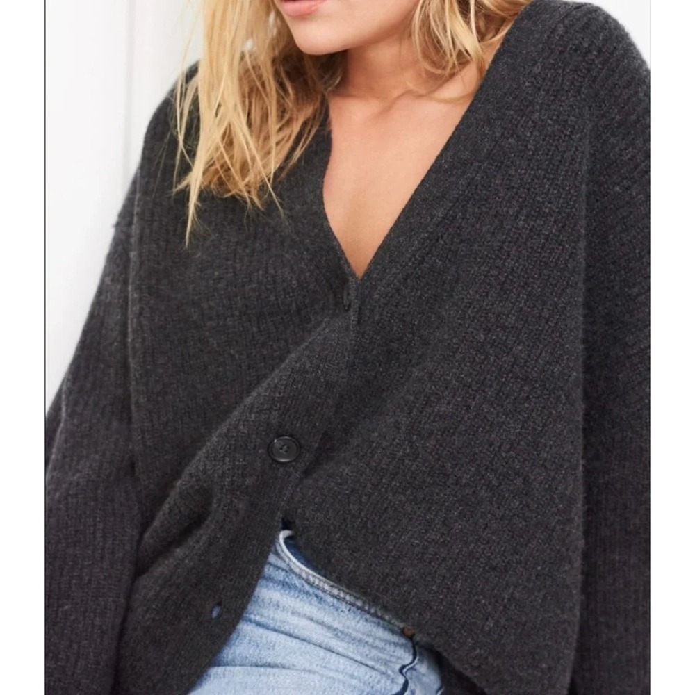 Jenni Kayne Cashmere Cocoon Cardigan Small Charcoal Grey Minimalist Quiet Luxury